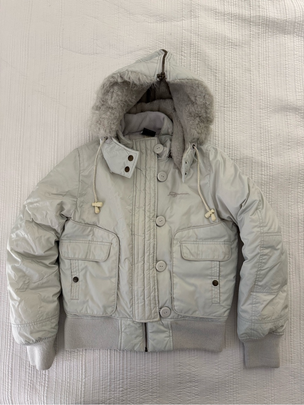 Vintage Y2K FUBU Classics Down Puffer Jacket Fur Hood Women’s M